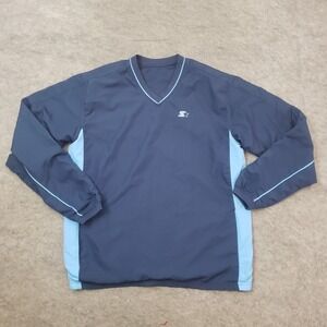 Starter Jacket Mens S Small Blue Warm Up Windbreaker Pull Over Workout‎ Adult